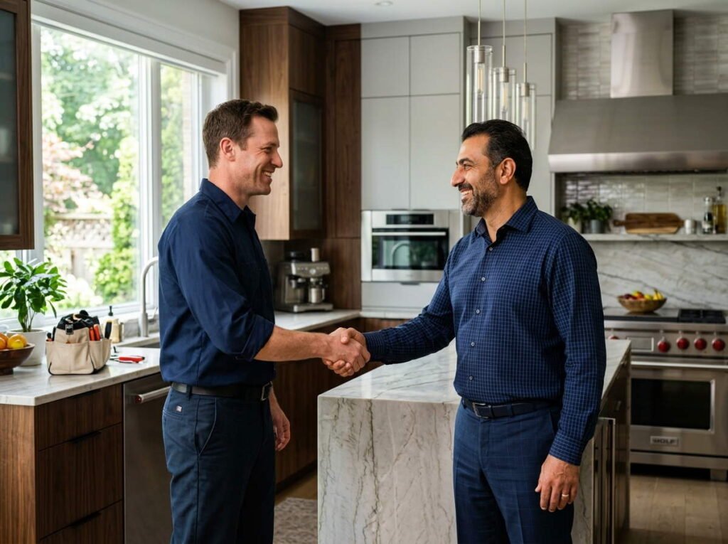 Certified Appliance Repair Specialist Customer Handshake Dubai